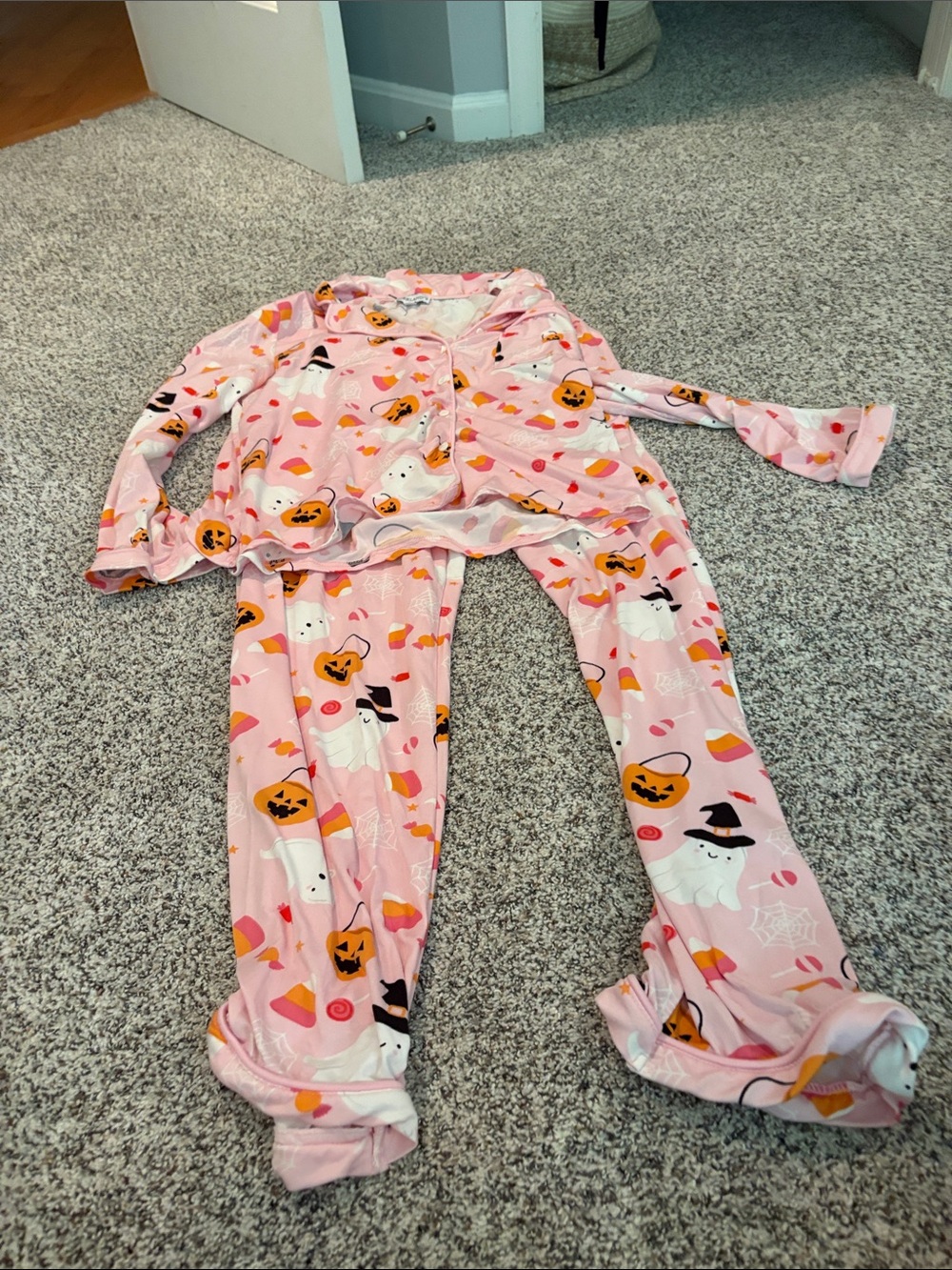 Kirklands Pink Halloween Ghost & Pumpkin Pajama Set
